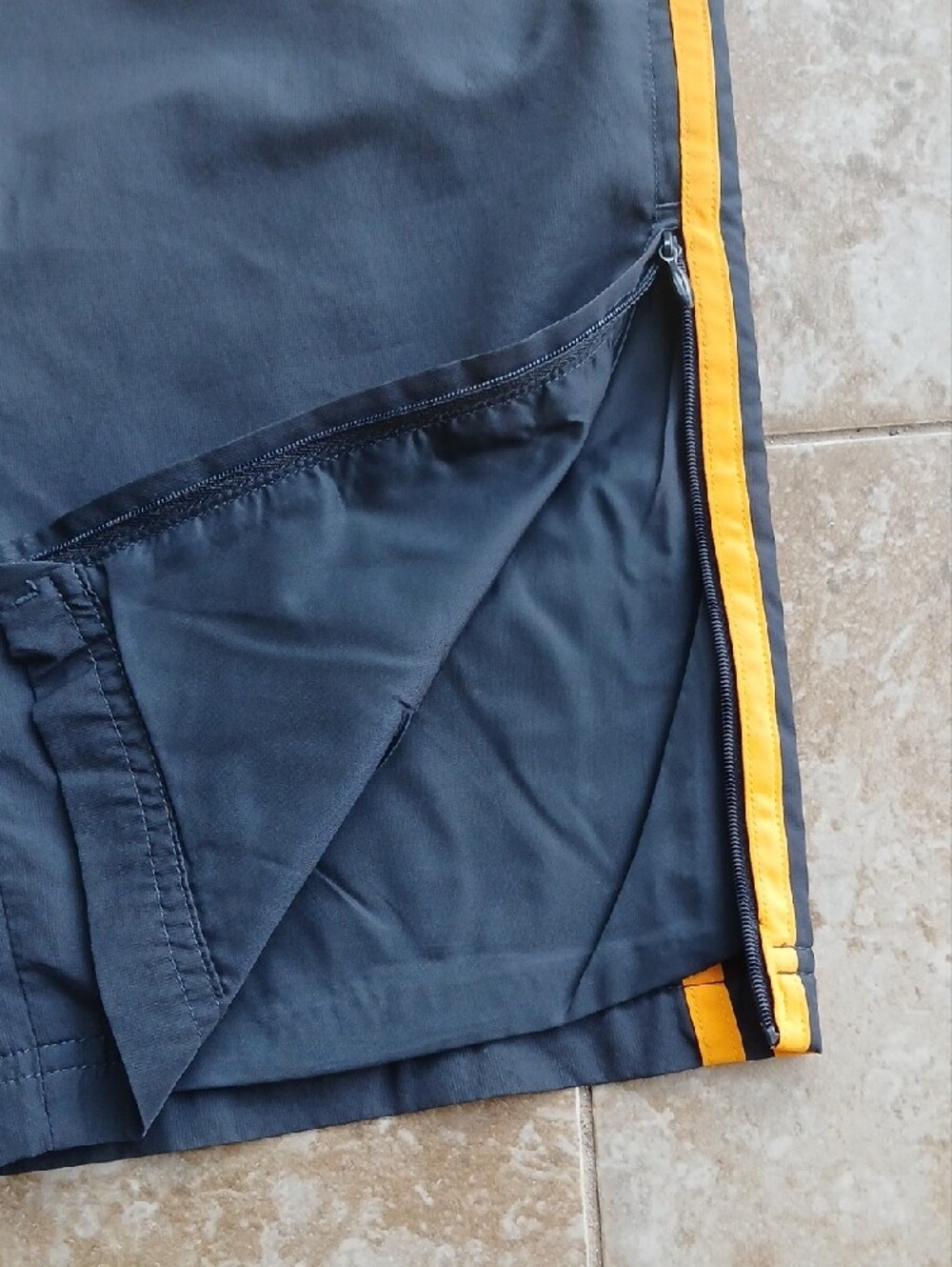 adidas Dark Gray Track Pants with Orange Stripes - Picture 3 of 6